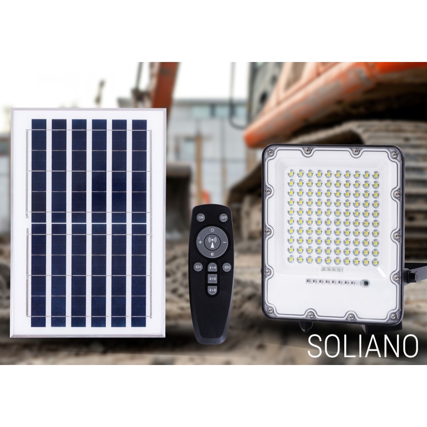 Dimmbarer LED-Outdoor-Solarstrahler LED/100W/3,2V 4500K IP65 schwarz + Fernbedienung