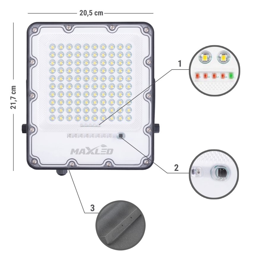 Dimmbarer LED-Outdoor-Solarstrahler LED/100W/3,2V 4500K IP65 schwarz + Fernbedienung