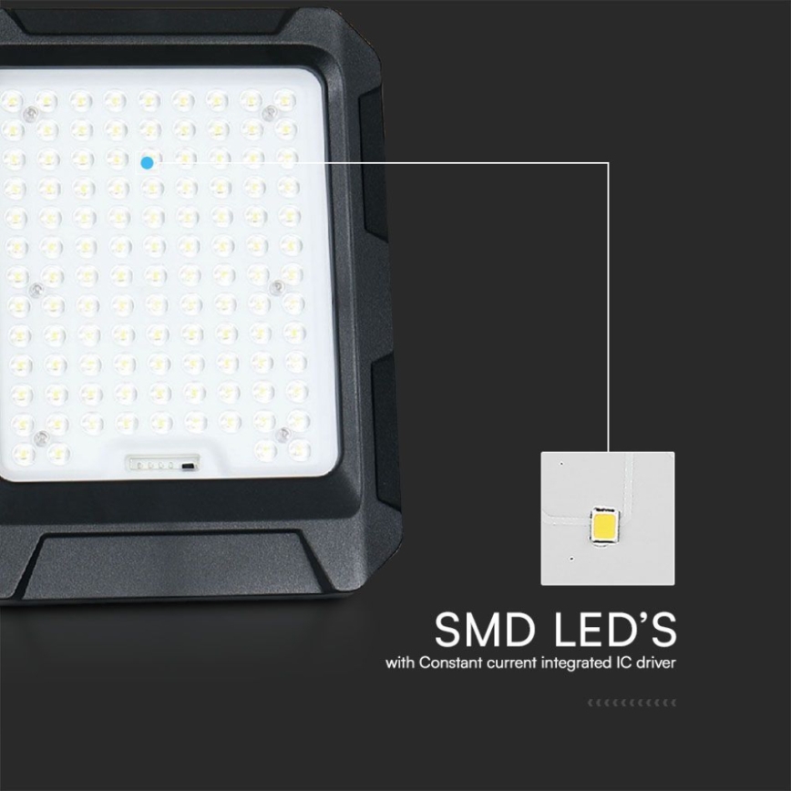 LED Solarstrahler LED/15W/3,7V IP65 4000K 12000 mAh schwarz + Fernbedienung