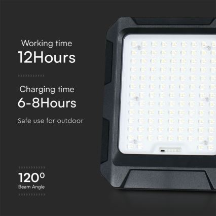LED Solarstrahler LED/15W/3,7V IP65 4000K 12000 mAh schwarz + Fernbedienung