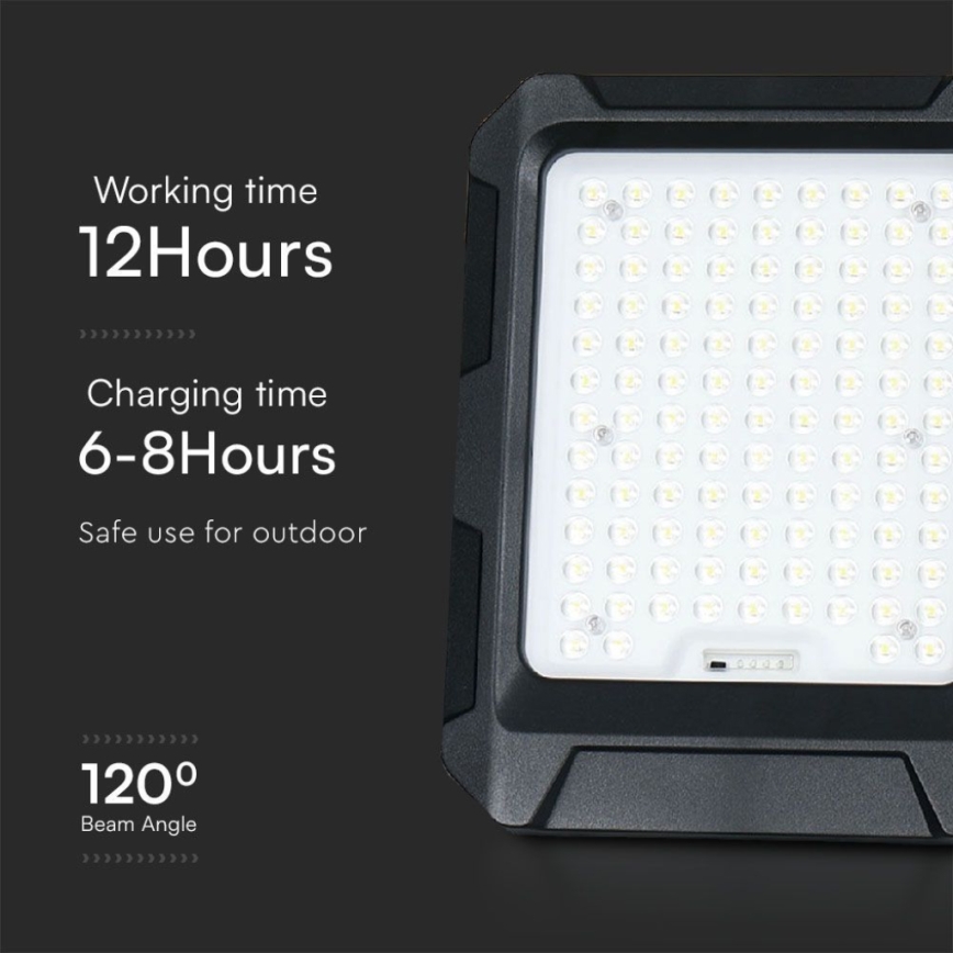 LED Solarstrahler LED/15W/3,7V IP65 4000K 12000 mAh schwarz + Fernbedienung