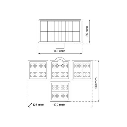 LED-Solarstrahler mit Bewegungs- und Dämmerungssensor LED/30W/3,7V 2400 mAh IP47 + Fernbedienung