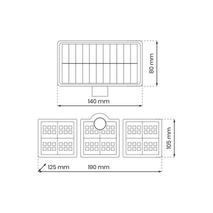 LED-Solarstrahler mit Bewegungs- und Dämmerungssensor LED/20W/3,7V 1200 mAh IP44 + Fernbedienung