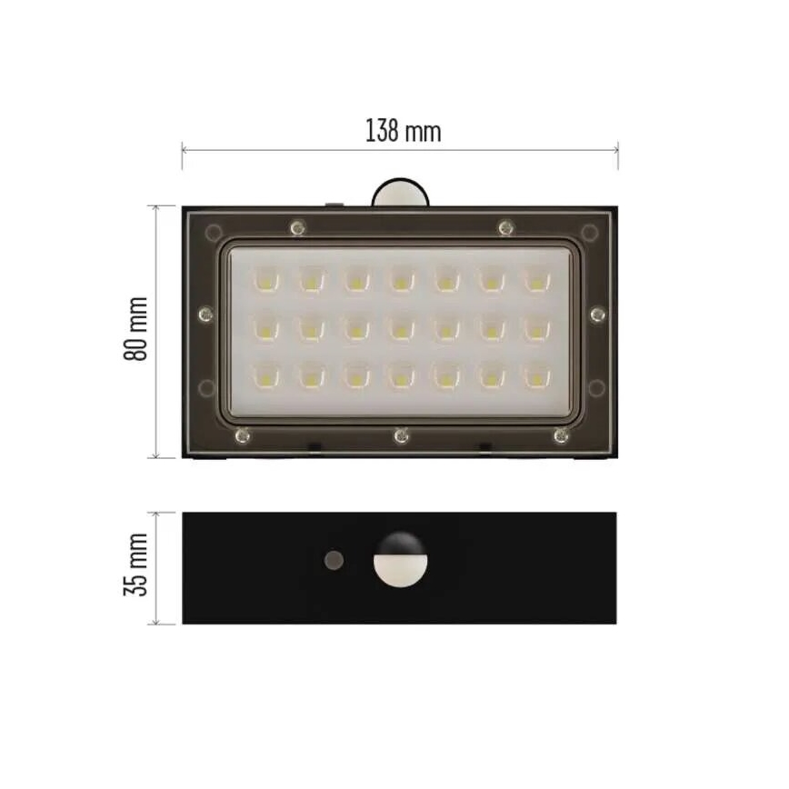 LED-Solarstrahler mit Bewegungssensor LED/3,7V 1200mAh 4000K IP65 schwarz