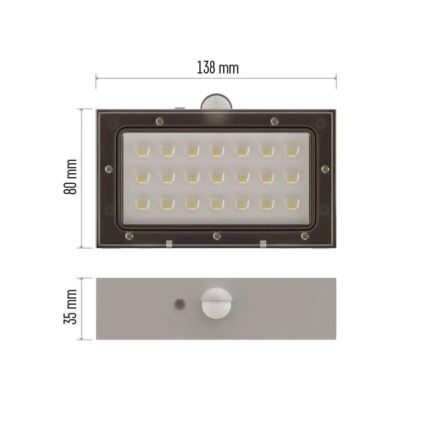 LED-Solarstrahler mit Bewegungssensor LED/3,7V 1200mAh 4000K IP65 weiß