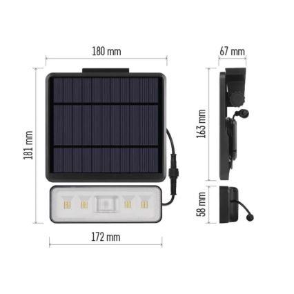 LED-Solarstrahler mit Bewegungssensor LED/3,7V 2500mAh 4000K IP54