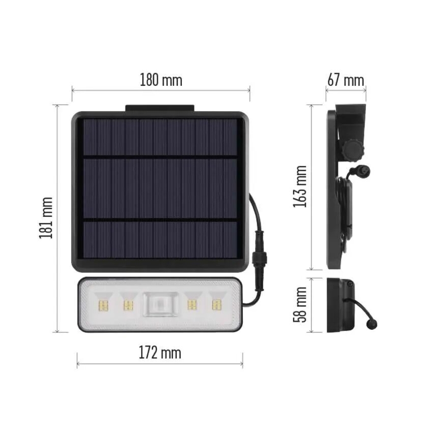 LED-Solarstrahler mit Bewegungssensor LED/3,7V 2500mAh 4000K IP54