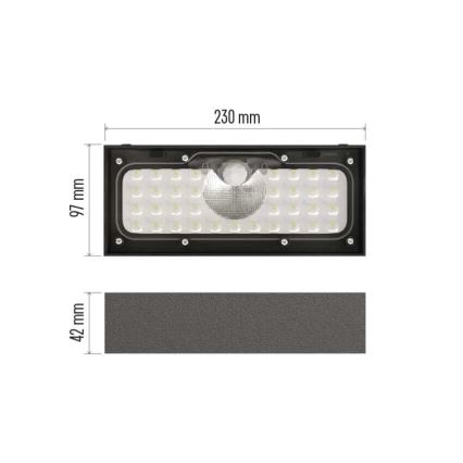 LED-Solarstrahler mit Bewegungssensor LED/3,7V 3000mAh 4000K IP65 schwarz