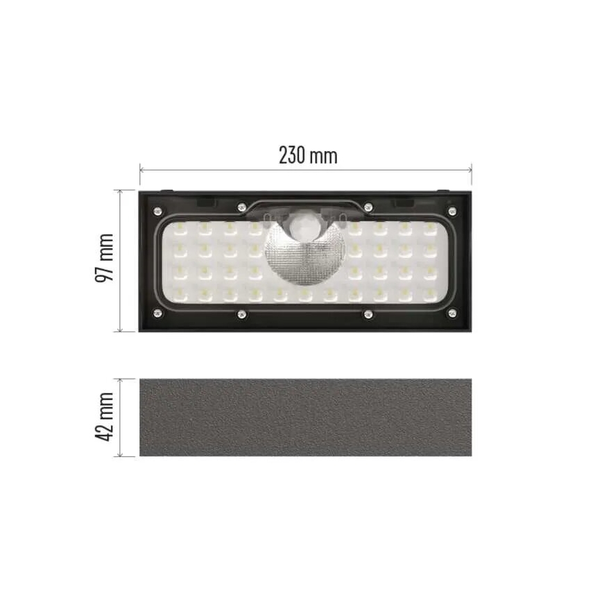 LED-Solarstrahler mit Bewegungssensor LED/3,7V 3000mAh 4000K IP65 schwarz