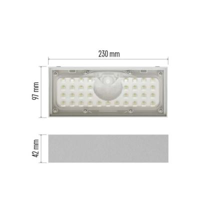 LED-Solarstrahler mit Bewegungssensor LED/3,7V 3000mAh 4000K IP65 weiß