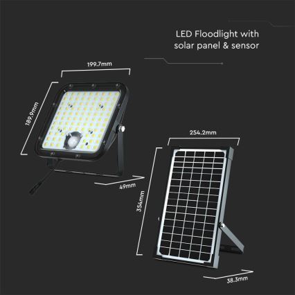 LED-Solarstrahler mit Sensor LED/30W/6,4V 6400K 6000 mAh + Fernbedienung
