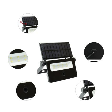 LED-Solarstrahler mit Sensor NOCTIS LED/2W/1800 mAh 3,7V 6000K IP65