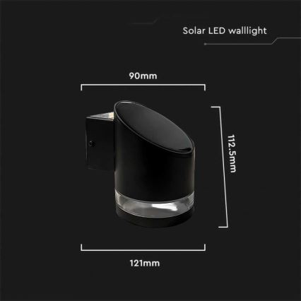 LED-Solarwandleuchte für den Außenbereich LED/1W/3,7V 3000K IP54 schwarz