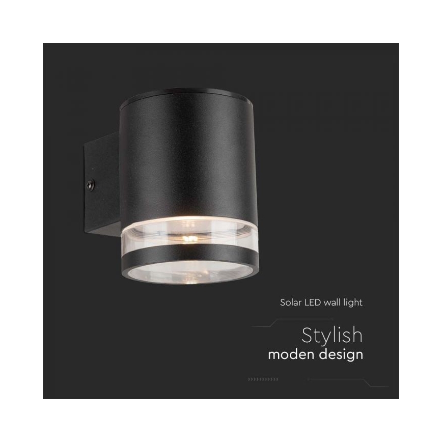 LED-Solarwandleuchte für den Außenbereich LED/1W/3,7V 3000K IP54 schwarz
