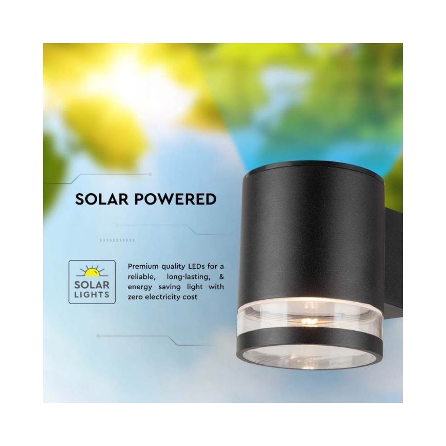 LED-Solarwandleuchte für den Außenbereich LED/1W/3,7V 3000K IP54 schwarz