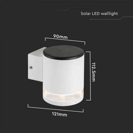 LED-Solarwandleuchte für den Außenbereich LED/1W/3,7V 3000K IP54 weiß