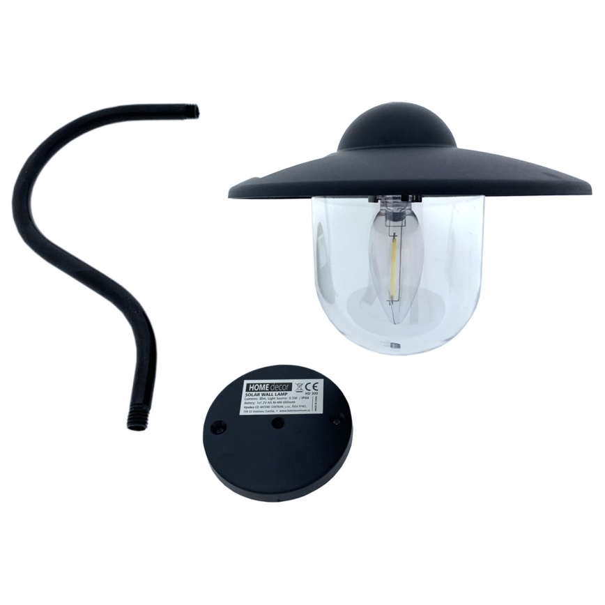LED-Solarwandleuchte LED/0,5W/1,2V 600 mAh IP44 schwarz