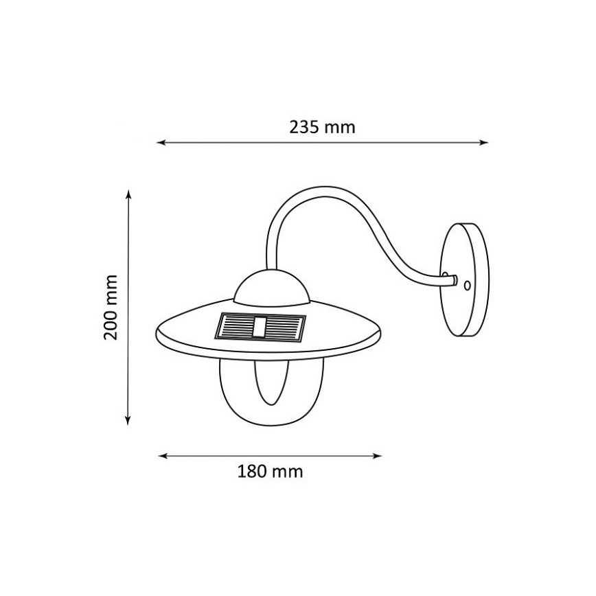LED-Solarwandleuchte LED/0,5W/1,2V 600 mAh IP44 schwarz