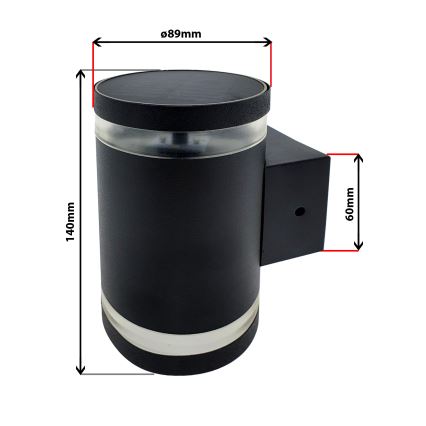 LED-Solarwandleuchte LED/5V IP44 schwarz