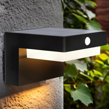 LED-Solarwandleuchte mit Bewegungs- und Dämmerungssensor PALERMO LED/5W/2000 mAh IP54 schwarz