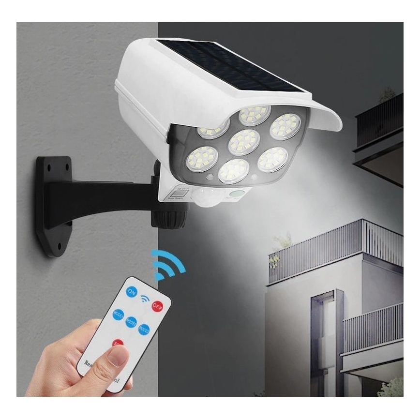 LED Solar-Überwachungskamera-Attrappe mit Sensor KAMERA LED/1W/3,7V 1200 mAh IP44 + Fernbedienung