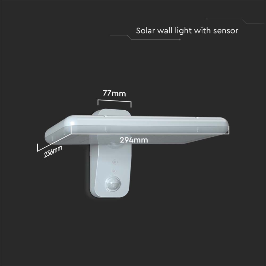 LED-Solarwandleuchte mit Sensor LED/15W/3,2V 4000K/6000K IP65 weiß