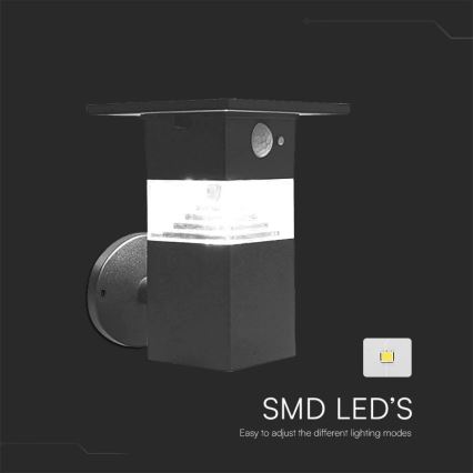 LED-Solarwandleuchte mit Sensor LED/2,5W/3,7V IP54 3000K