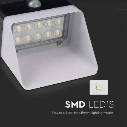 LED-Solarwandleuchte mit Sensor LED/2W/3,7V 4000K IP65 1200 mAh