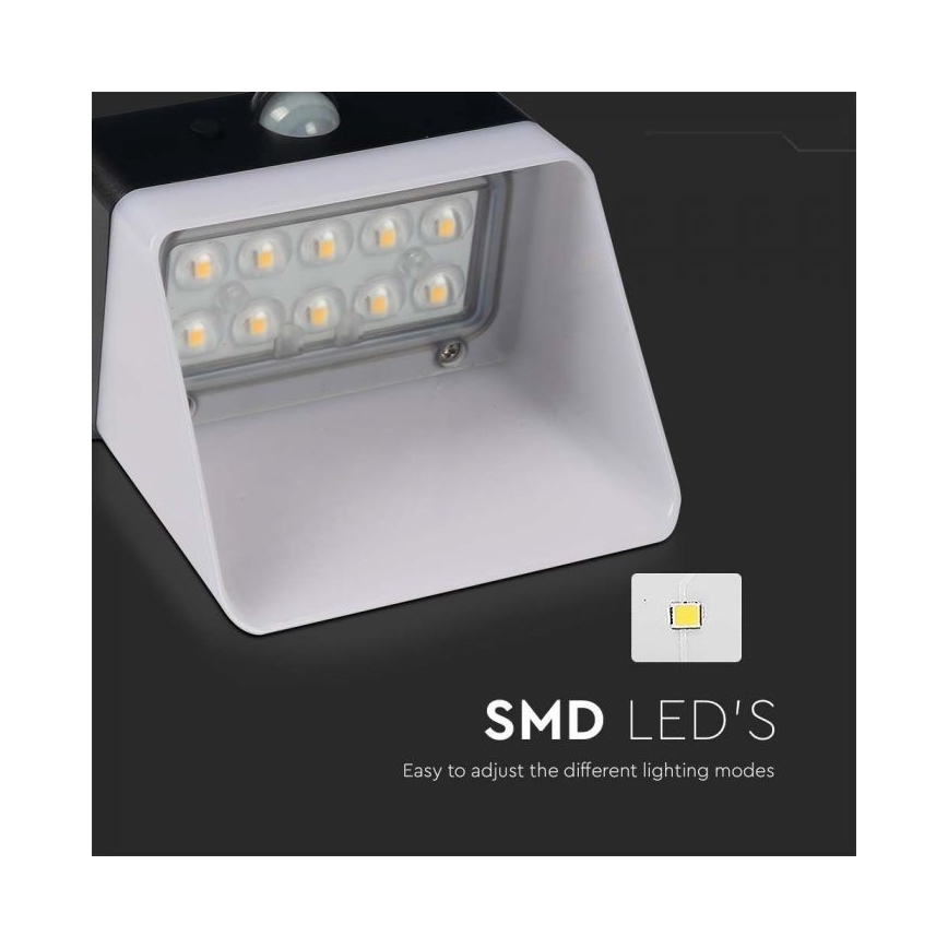 LED-Solarwandleuchte mit Sensor LED/2W/3,7V 4000K IP65 1200 mAh