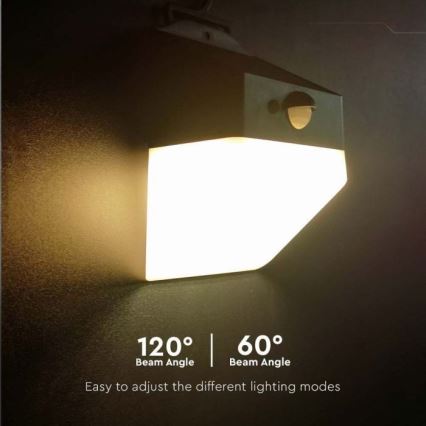 LED-Solarwandleuchte mit Sensor LED/2W/3,7V 4000K IP65 1200 mAh
