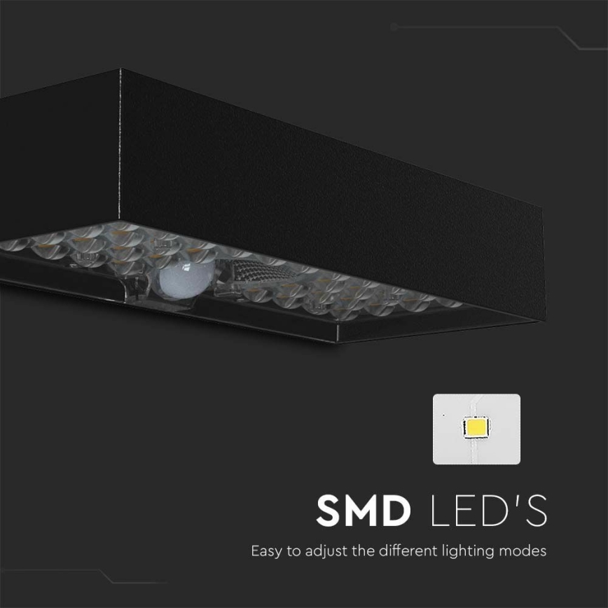 LED-Solarwandleuchte mit Sensor LED/6W/3,7V IP65 4000K 3000 mAh schwarz