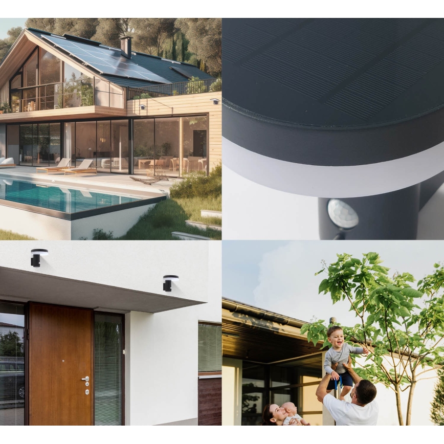 LED-Solarwandleuchte mit Sensor SOLARIS3 LED/5,5W/3,7V 4000K IP44
