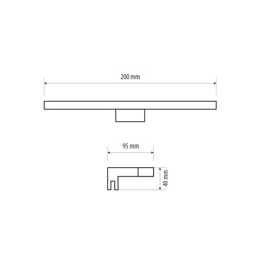 LED-Spiegelbeleuchtung für Badezimmer MIRROR LED/4W/230V 20 cm IP44 schwarz