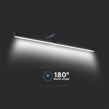 LED-Spiegelleuchte für Badezimmer, 10 W, 230 V, 3000 K, IP65, schwarz