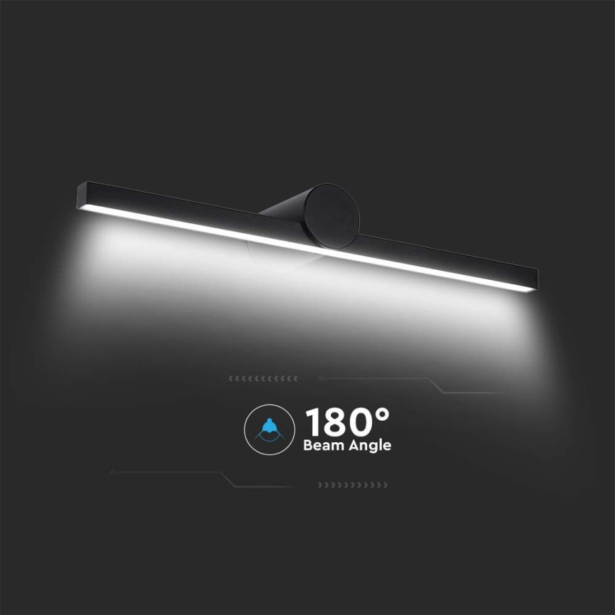 LED-Spiegelleuchte für Badezimmer, 10 W, 230 V, 3000 K, IP65, schwarz