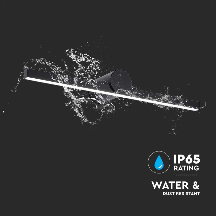 LED-Spiegelleuchte für Badezimmer, 10 W, 230 V, 3000 K, IP65, schwarz