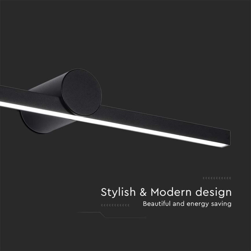 LED-Spiegelleuchte für Badezimmer, 10 W, 230 V, 3000 K, IP65, schwarz