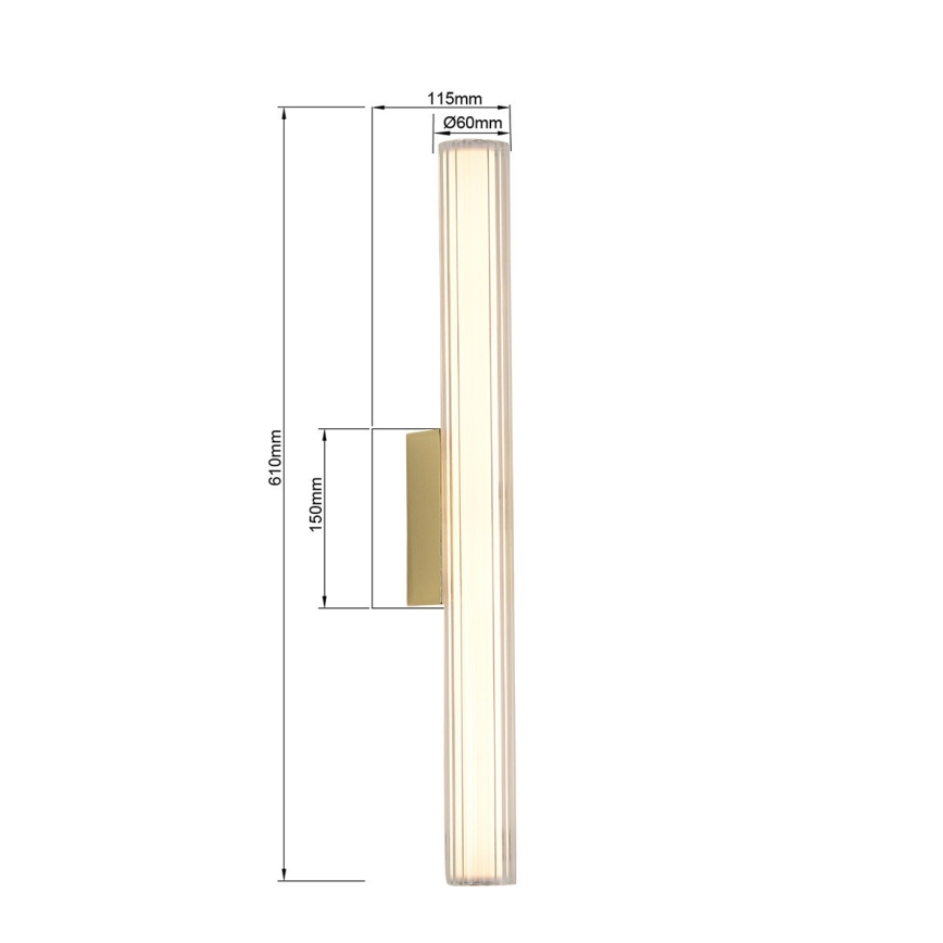 LED-Badezimmer-Spiegelleuchte LINEA, 12 W, 230 V, 3000/4000/6000 K, IP44, 61 cm, goldfarben