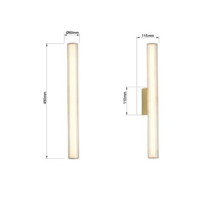 LED-Badezimmer-Spiegelleuchte LINEA LED/8W/230V 3000/4000/6000K IP44 45 cm goldfarben