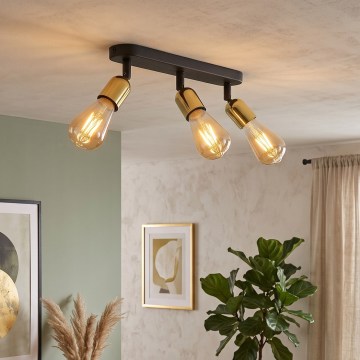 LED-Spotleuchte TOP 3xE27/15W/230V schwarz/gold