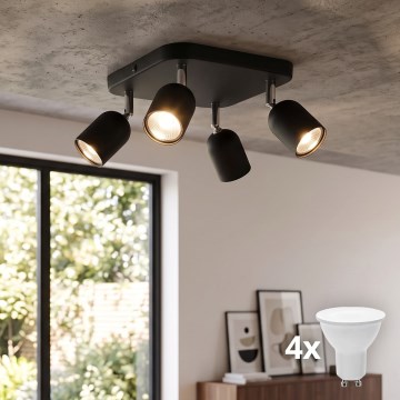 LED-Spotleuchte TOP 4xGU10/10W/230V schwarz