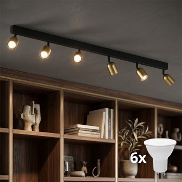 LED-Spotleuchte TOP 6xGU10/10W/230V gold/schwarz