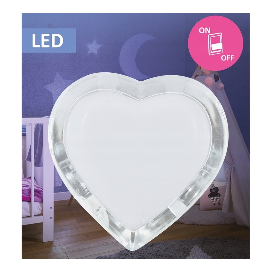 LED Steckdose Nachtlicht 0,4W/230V weißes Herz