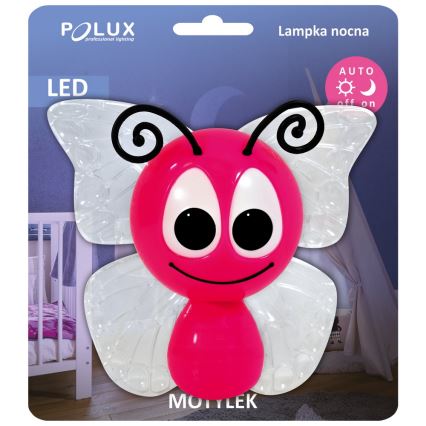 LED Dětská lampa LED/0,4W/230V rosa Schmetterling