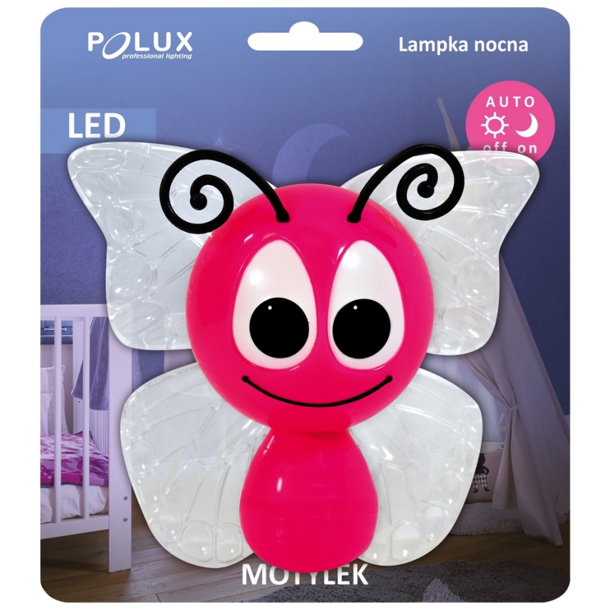 LED Dětská lampa LED/0,4W/230V rosa Schmetterling