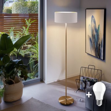 LED-Stehlampe TUNJA 1xE27/20W/230V Ø 38 cm gold/weiß
