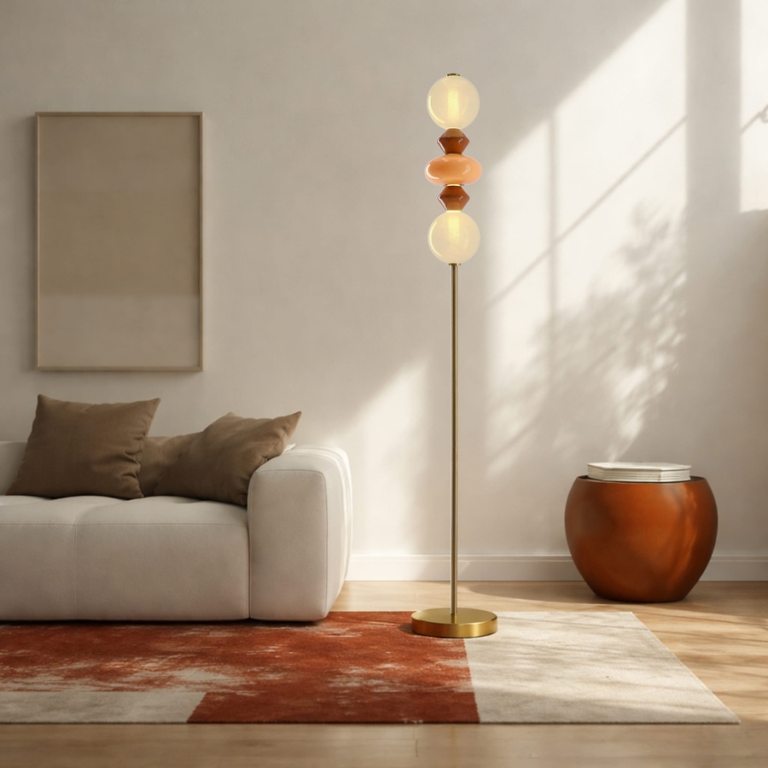 LED Stehleuchte FLORES LED/15W/230V goldfarben/orange/braun