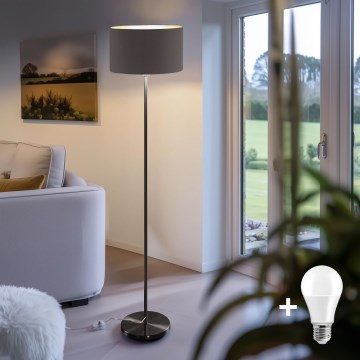 LED-Stehleuchte TUNJA 1xE27/20W/230V Ø 38 cm schwarz/braun