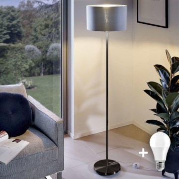 LED-Stehleuchte TUNJA 1xE27/20W/230V Ø 38 cm schwarz/grau