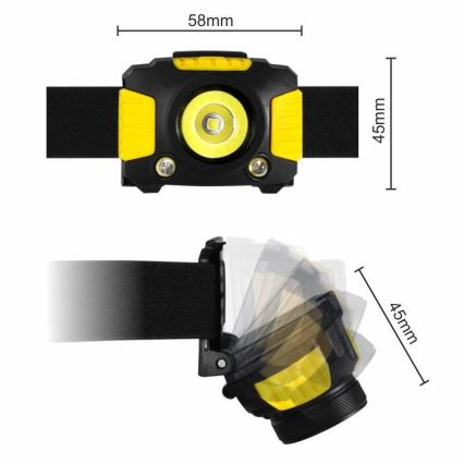 LED Stirnlampe 2xLED/5W/3xAAA + LED/3W